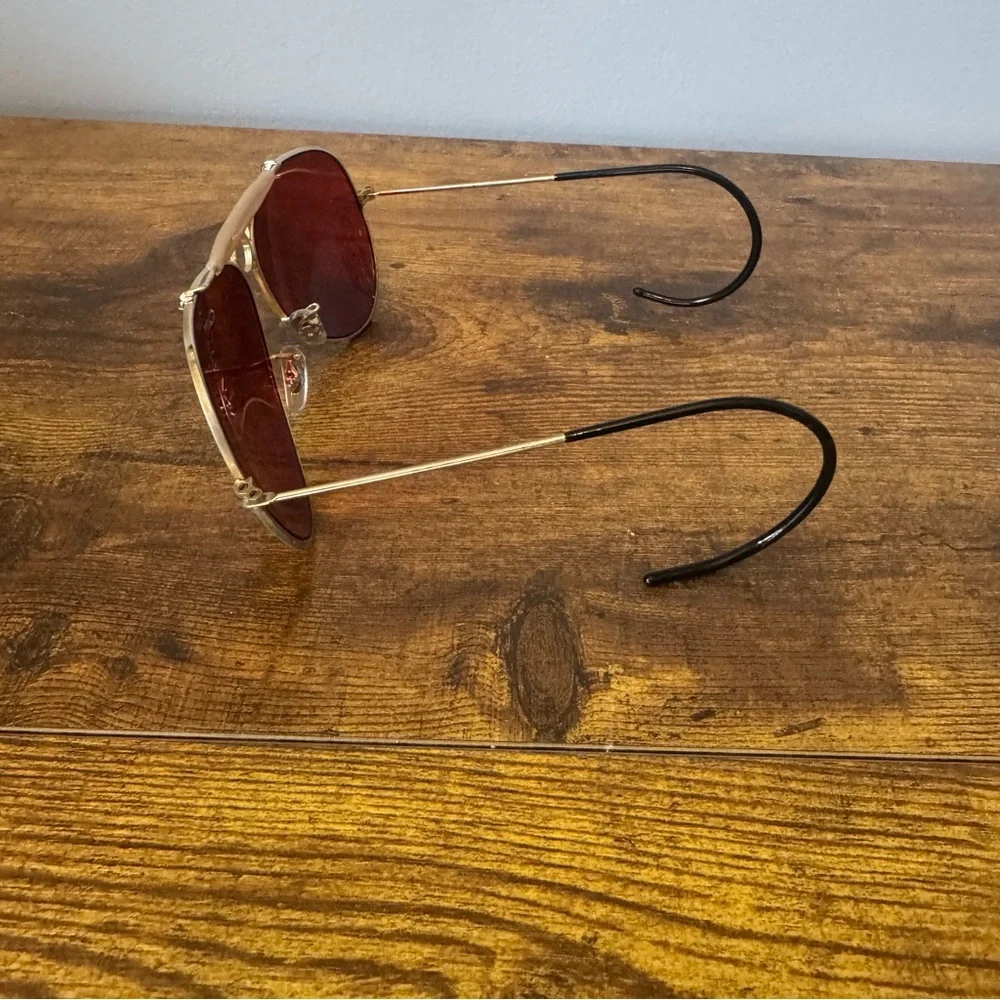 Protective Optics 70s Military Aviator‎ Plum Lens Cable Temple Sunglasses Set